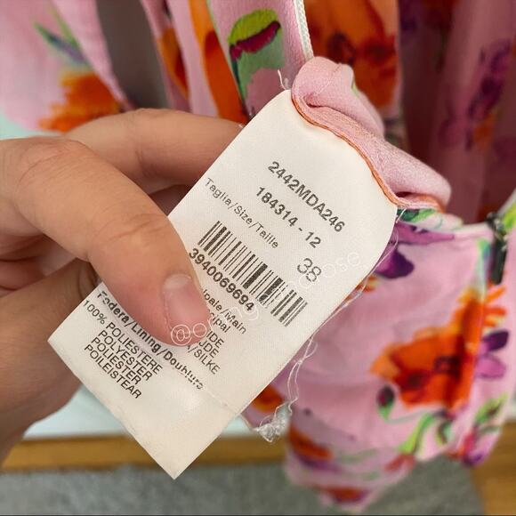 MSGM Milano Pink Floral Long Sleeve Maxi Dress S/M - Picture 7 of 13